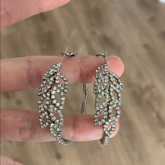 cZ rhinestone hoop earrings - Picture 4 of 5